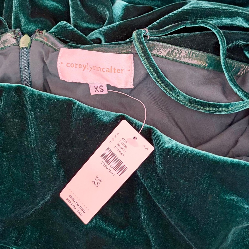 NWT!! Anthropologie COREY LYNN CALTER Green‎ Velvet Wide Leg Jumpsuit X-Small - Picture 13 of 15